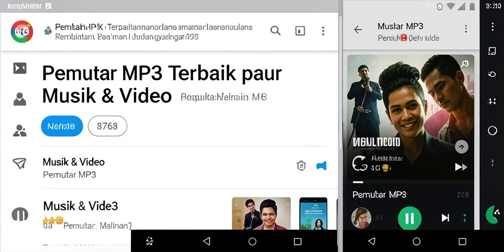 Antarmuka aplikasi Pemutar MP3 8768 yang elegan dan fungsional.