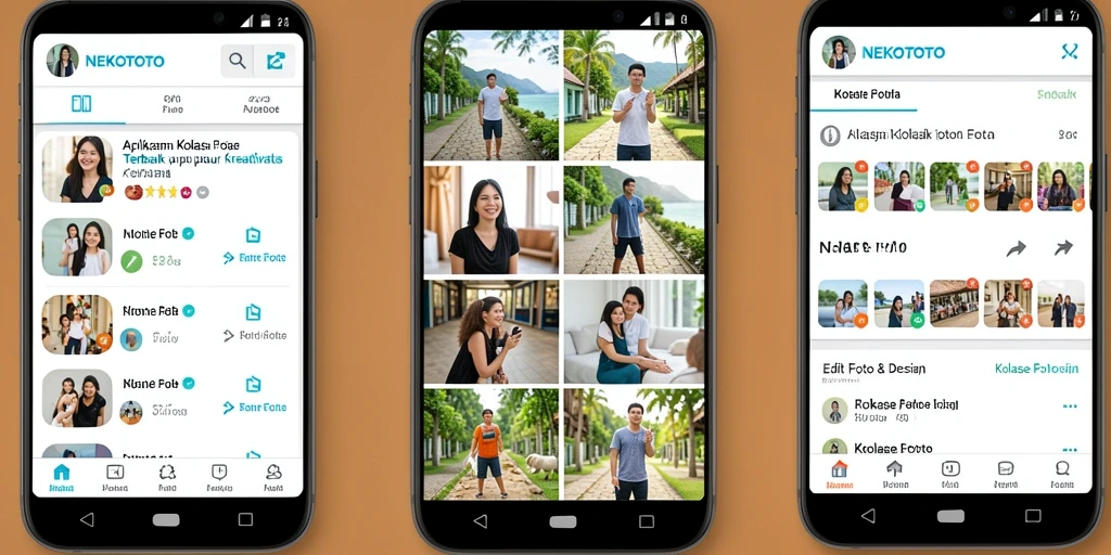 Tampilan antarmuka pengguna aplikasi Kolase Foto NEKOTOTO.