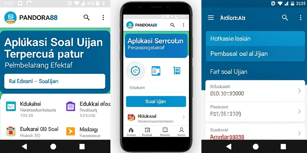 Tampilan interaktif aplikasi PANDORA88 untuk Soal Ujian.