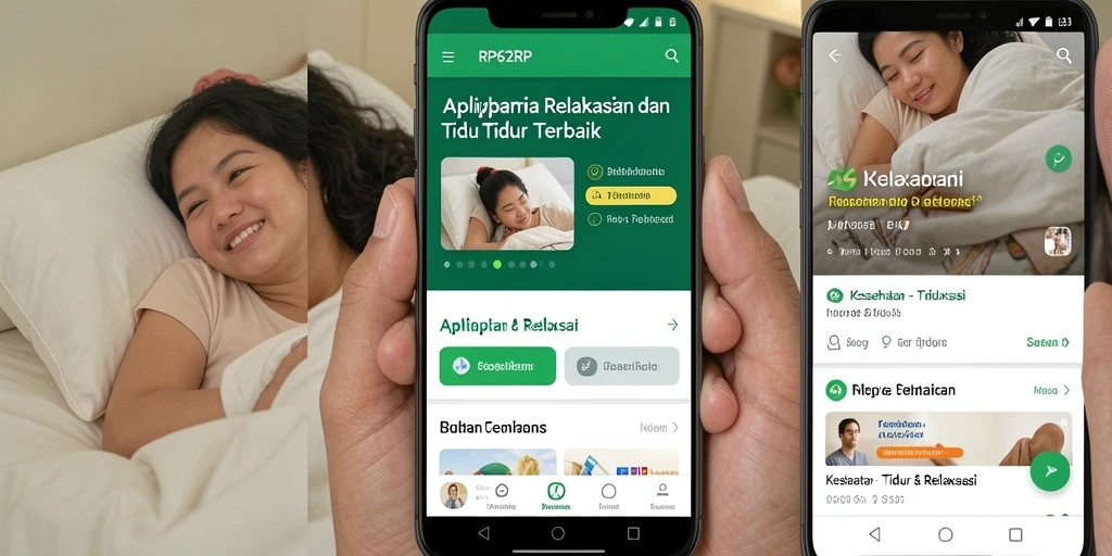 Tampilan antarmuka aplikasi RP62RP untuk Tidur & Relaksasi.