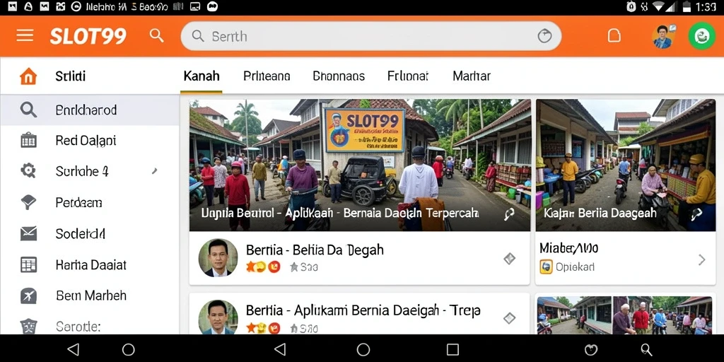 Antarmuka aplikasi SLOT99 yang sederhana dan informatif.